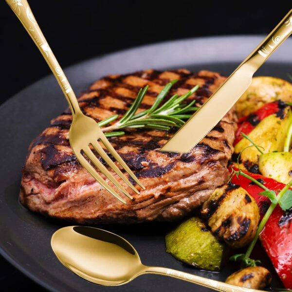 Polished stainless steel flatware set with elegant design