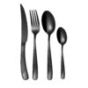 Modern hammered black cutlery set with ultra-sharp serrated knives