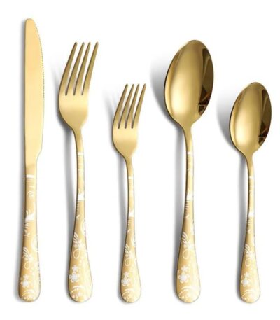 Luxury stainless steel flatware silverware set for dining table