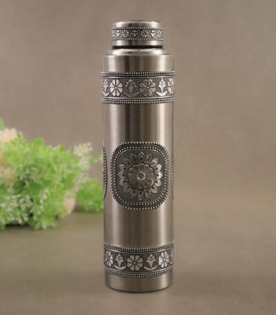 Stainless Steel Oxidised Worked Water Bottle 1000 ml for office and travel use