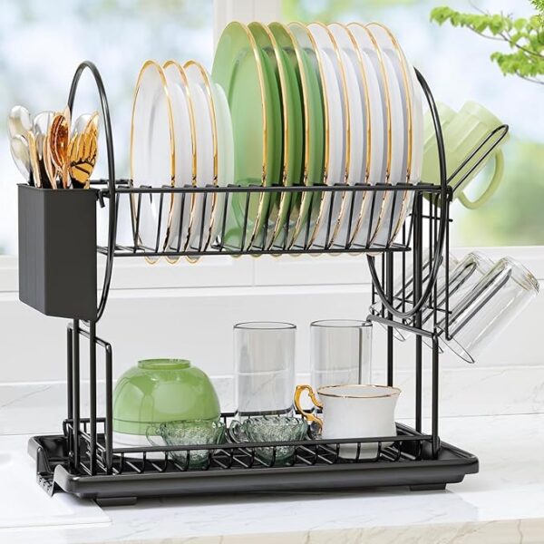 Stainless steel multifunctional dish drying rack for kitchen counter
