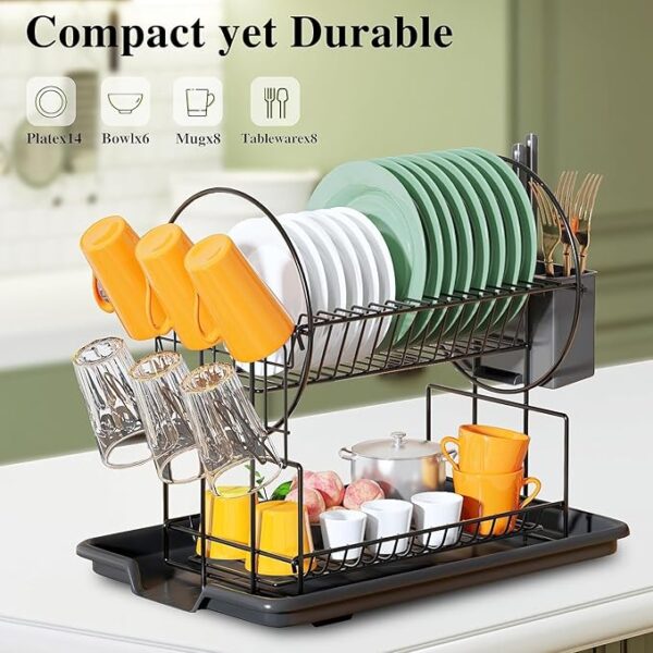 Heavy-duty dish rack for kitchen countertop storage
