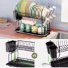 Large-capacity dish drying rack for plates, cups, and spoons