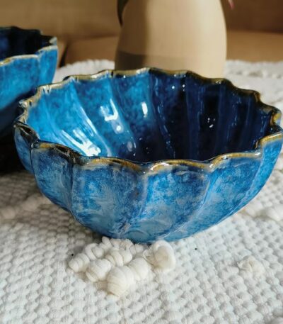 Handmade stoneware ceramic bowl for stylish food presentation