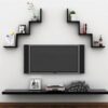 Wooden Zigzag Wall Mounted Book Shelf in Black for Home & Office