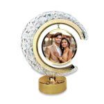 Golden half moon crystal LED table lamp for bedroom decor