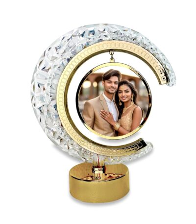 Golden half moon crystal LED table lamp for bedroom decor