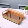 Shiny golden iron tray for luxurious buffet and dining table