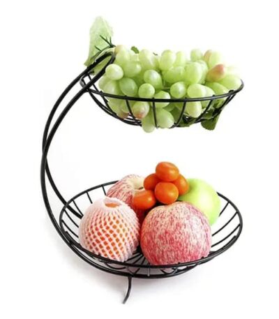 Stylish two-tier fruit basket stand for kitchen