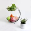 Black metal double tier fruit stand for fruits and vegetables