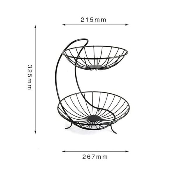 Double layer fruit basket rack with sturdy metal frame in Nordic style