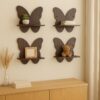 Wooden butterfly wall shelves for displaying books and décor items