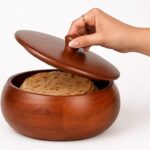 Premium Acacia Wooden Roti Bowl with Lid for Fresh Rotis