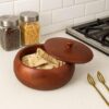 Elegant Wooden Roti Bowl with Lid Made from Acacia Wood
