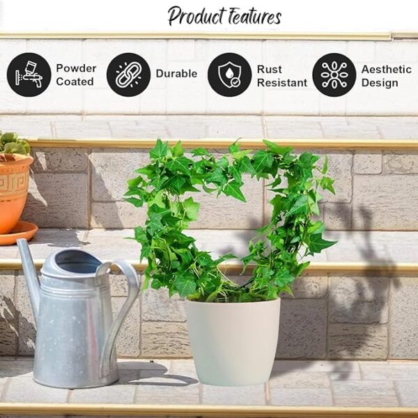 Artistic heart design iron trellis for garden planters and pots