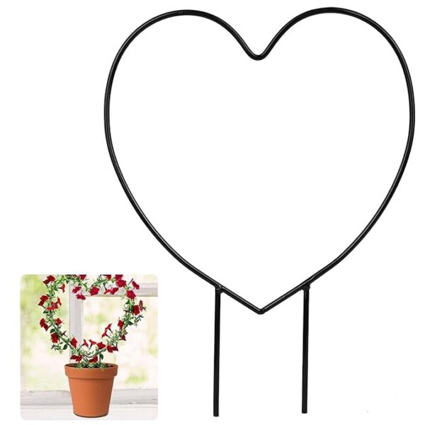 Romantic heart-shaped metal trellis frame for garden plant support