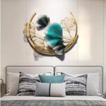 Elegant leaf design metal wall hanging art for living room decoration