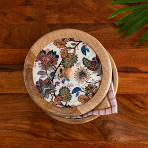 Wooden chapati box with lid for kitchen storage and serving