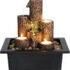 Resin water fountain with peaceful flow and candle holder