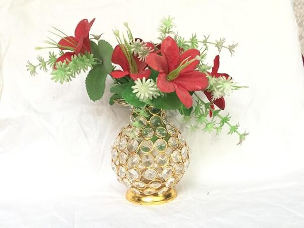 Golden crystal vase ornament for home decoration