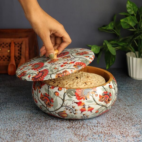 Wooden roti dabba handcrafted in premium marigold wood design
