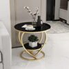 Modern industrial round metal side table for apartments