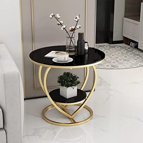 Modern industrial round metal side table for apartments