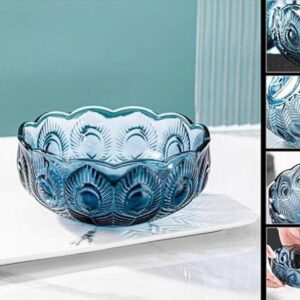 Transparent modern square glass dessert bowls on a wooden table