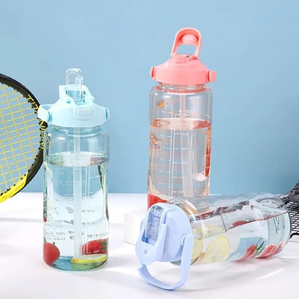Leakproof straw water bottle with inspirational design and handle