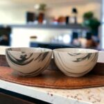 Large deep porcelain mixing bowl for kitchen use