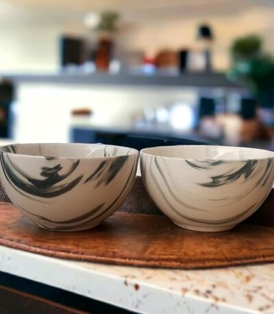 Large deep porcelain mixing bowl for kitchen use