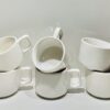 Round ceramic coffee cup for hot beverages