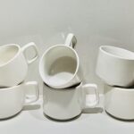 Round ceramic coffee cup for hot beverages