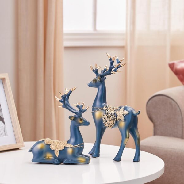 Resin golden reindeer decorative piece for living room shelf
