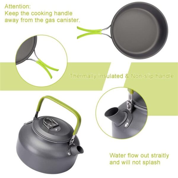 Compact camping mess kit with durable non-stick frying pan