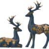 Action pose golden reindeer resin sculpture for modern decor