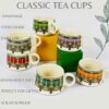 Colorful ceramic tea cups set for family use