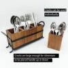 Premium wooden cutlery stand for organized cooking