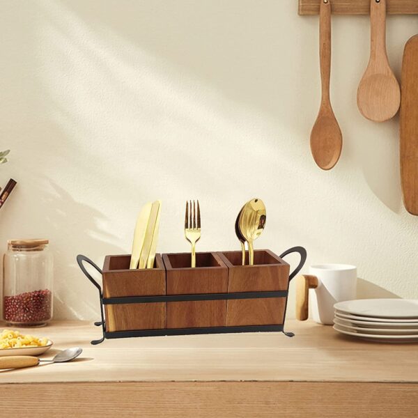 Handmade wooden spoon holder for cooking essentials
