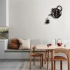 Stylish coffee cup and kettle wooden analog wall clock for interiors