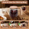 Self-mixing mug for coffee, tea, hot chocolate, and protein shakes
