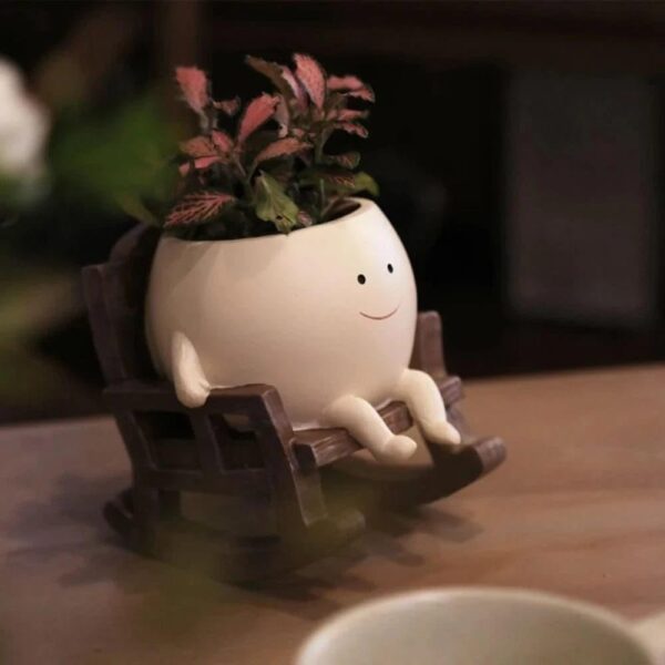 Fun and cheerful Smiley Face Flower Head Planter for desk