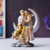 Romantic moon couple decorative statue resin figurine for bedroom shelf