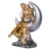Elegant love couple figurine sculpture sitting on moon for home decoration