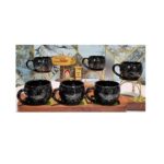 Black haze ceramic tea cup set for elegant tea serving