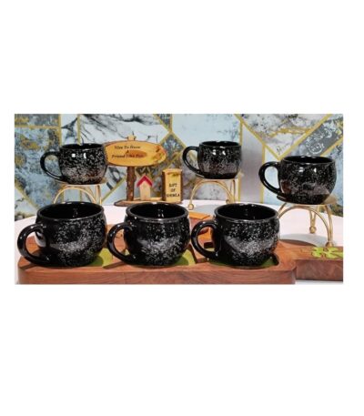 Black haze ceramic tea cup set for elegant tea serving