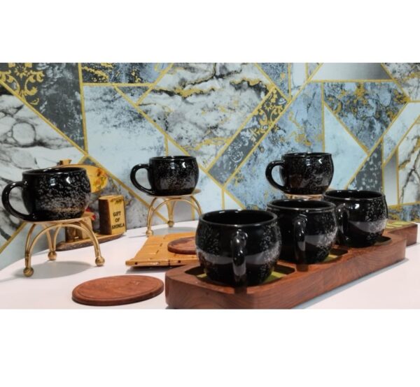 Sleek black haze tea cups for evening tea time