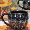 Elegant textured ceramic tea cups in black finish