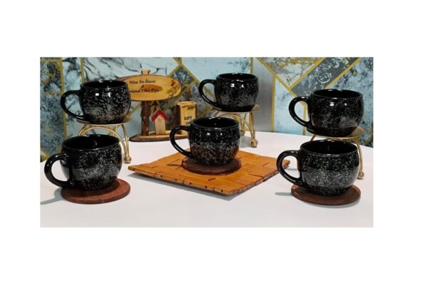 Classic black ceramic cups for Indian chai serving