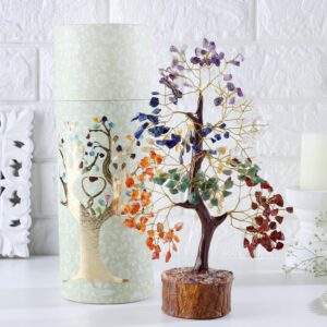 Natural Seven Chakra Crystal Tree with Multicolor Gemstones for Home Decor